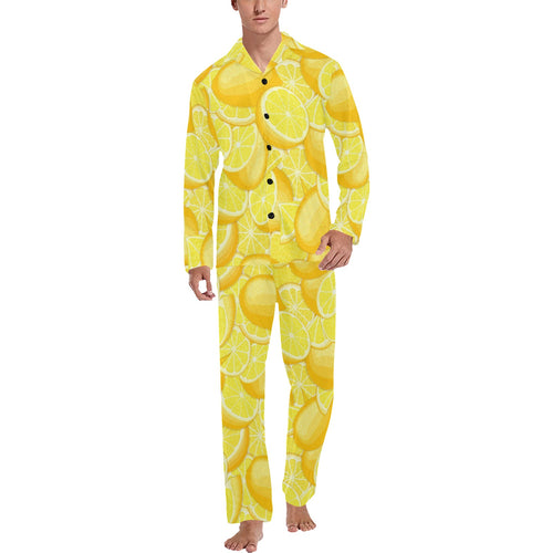 lemon pattern Men's Long Pajama Set