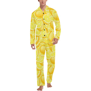 lemon pattern Men's Long Pajama Set