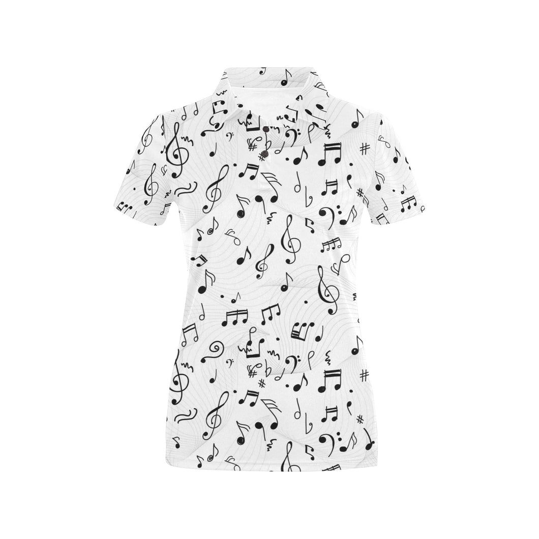 Music Notes Pattern Print Design 04 Women's All Over Print Polo Shirt