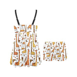 Giraffe Pattern Print Design 04 Chest Sexy Pleated Two Piece Swim Dress