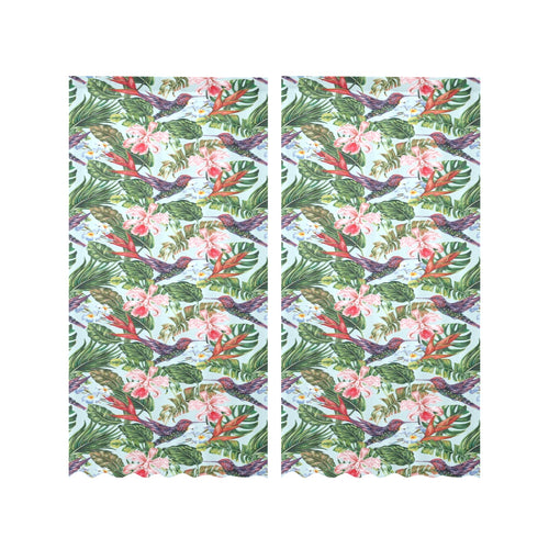 Hummingbird Pattern Print Design 05 Gauze Curtain