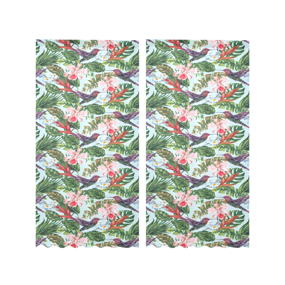 Hummingbird Pattern Print Design 05 Gauze Curtain
