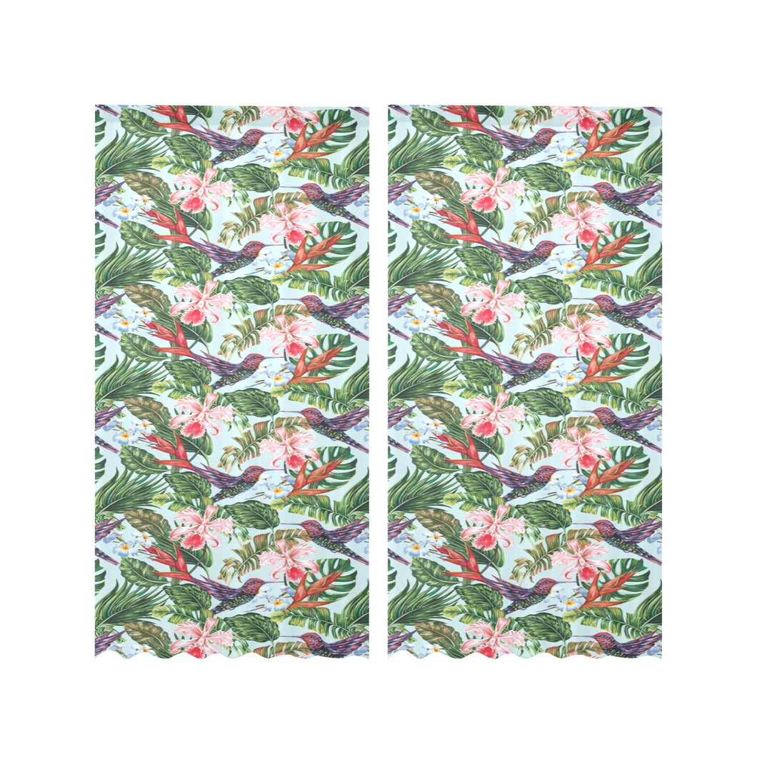 Hummingbird Pattern Print Design 05 Gauze Curtain