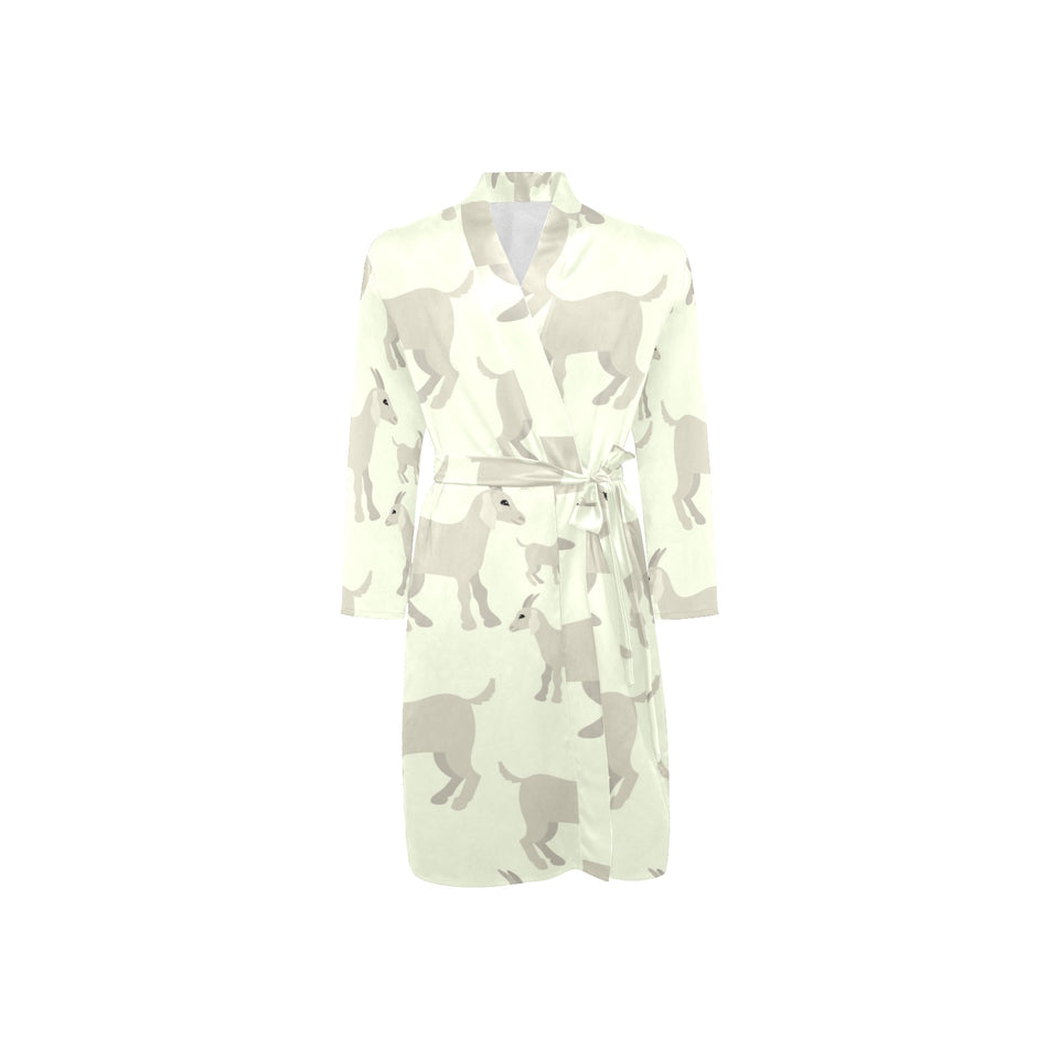 Little young goat pattern Men's Long Sleeve Belted Night Robe