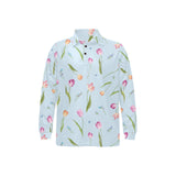 Watercolor Tulips pattern Men's Long Sleeve Polo Shirt