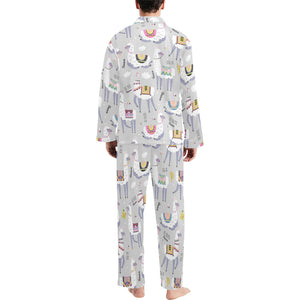 Cute Llama Alpaca pattern Men's Long Pajama Set