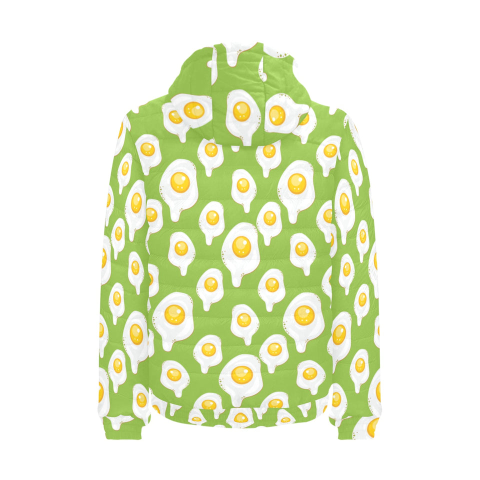 Fried Eggs Pattern Print Design 01 Men's Padded Hooded Jacket