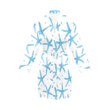 Watercolor starfish pattern Women's Long Sleeve Belted Night Robe