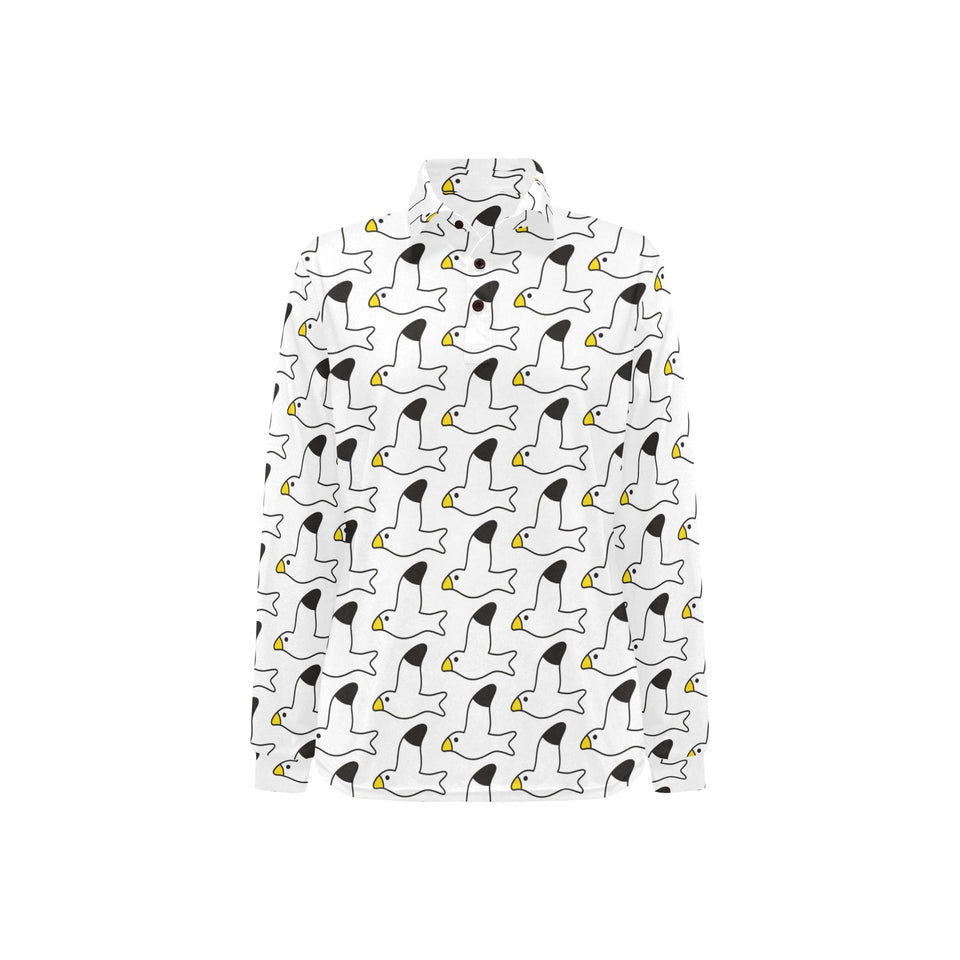 Seagull Pattern Print Design 05 Women's Long Sleeve Polo Shirt