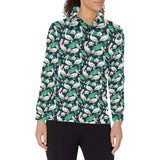 Pelican Pattern Print Design 03 Women's Long Sleeve Polo Shirt
