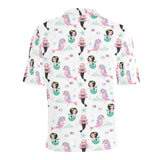cute mermaid dolphin fish starfish pattern Men's All Over Print Polo Shirt