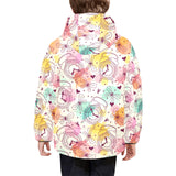 Clock butterfly pattern Kids' Boys' Girls' Padded Hooded Jacket