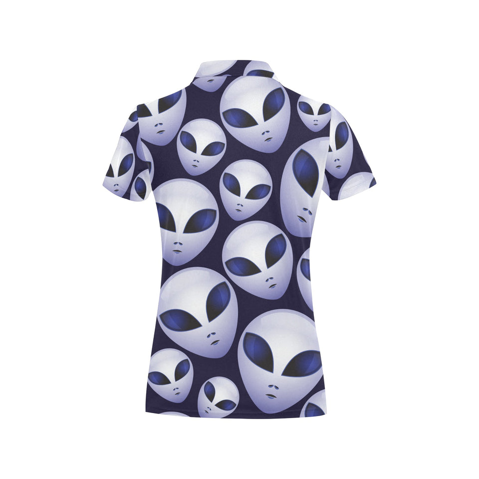 Alien Pattern Print Design 01 Women's All Over Print Polo Shirt