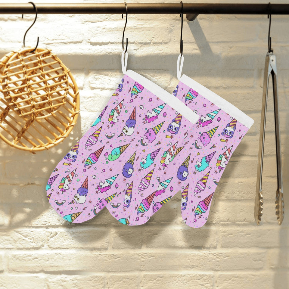 Cute ice cream cone animal pattern Heat Resistant Oven Mitts