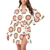 Darts Pattern Print Design 04 Women's Long Sleeve Belted Night Robe