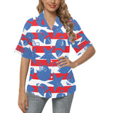 American football ball star stripes pattern Women's All Over Print Hawaiian Shirt