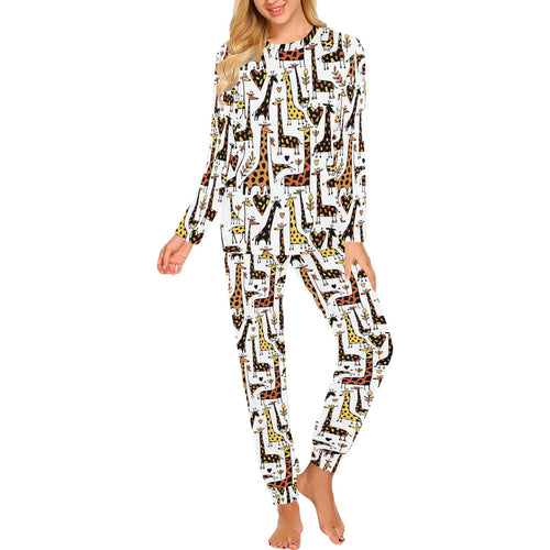 Giraffe Pattern Print Design 05 Women's All Over Print Pajama Set