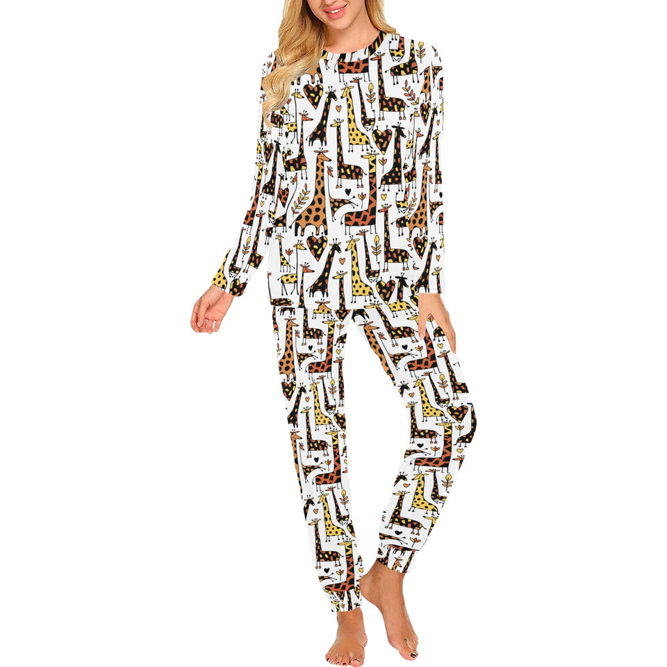 Giraffe Pattern Print Design 05 Women's All Over Print Pajama Set