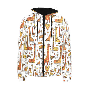 Giraffe Pattern Print Design 04 Men's Padded Hooded Jacket