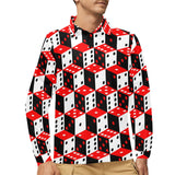 Dice Pattern Print Design 02 Men's Long Sleeve Polo Shirt