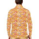 Camper Van Pattern Print Design 04 Men's Long Sleeve Polo Shirt