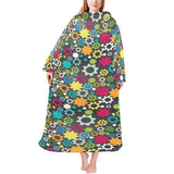 Gear Pattern Print Design 03 Blanket Robe with Sleeves