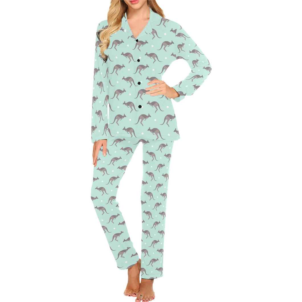 Kangaroo pattern background Women's Long Pajama Set