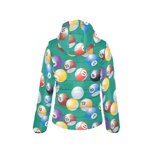 Billiard Ball Pattern Print Design 01 Women's Padded Hooded Jacket