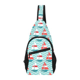 Red White sailboat wave background All Over Print Chest Bag