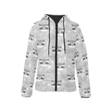Cute raccoons leaves dot Women's Padded Hooded Jacket