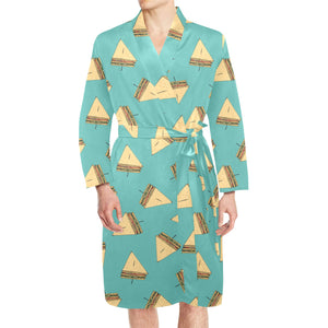 Sandwich Pattern Print Design 03 Men's Long Sleeve Belted Night Robe