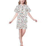 Cute Penguin christmas pattern Kids' Boys' Girls' V-Neck Short Pajama Set