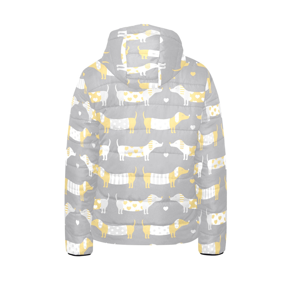 Cute dachshund dog pattern Kids' Boys' Girls' Padded Hooded Jacket