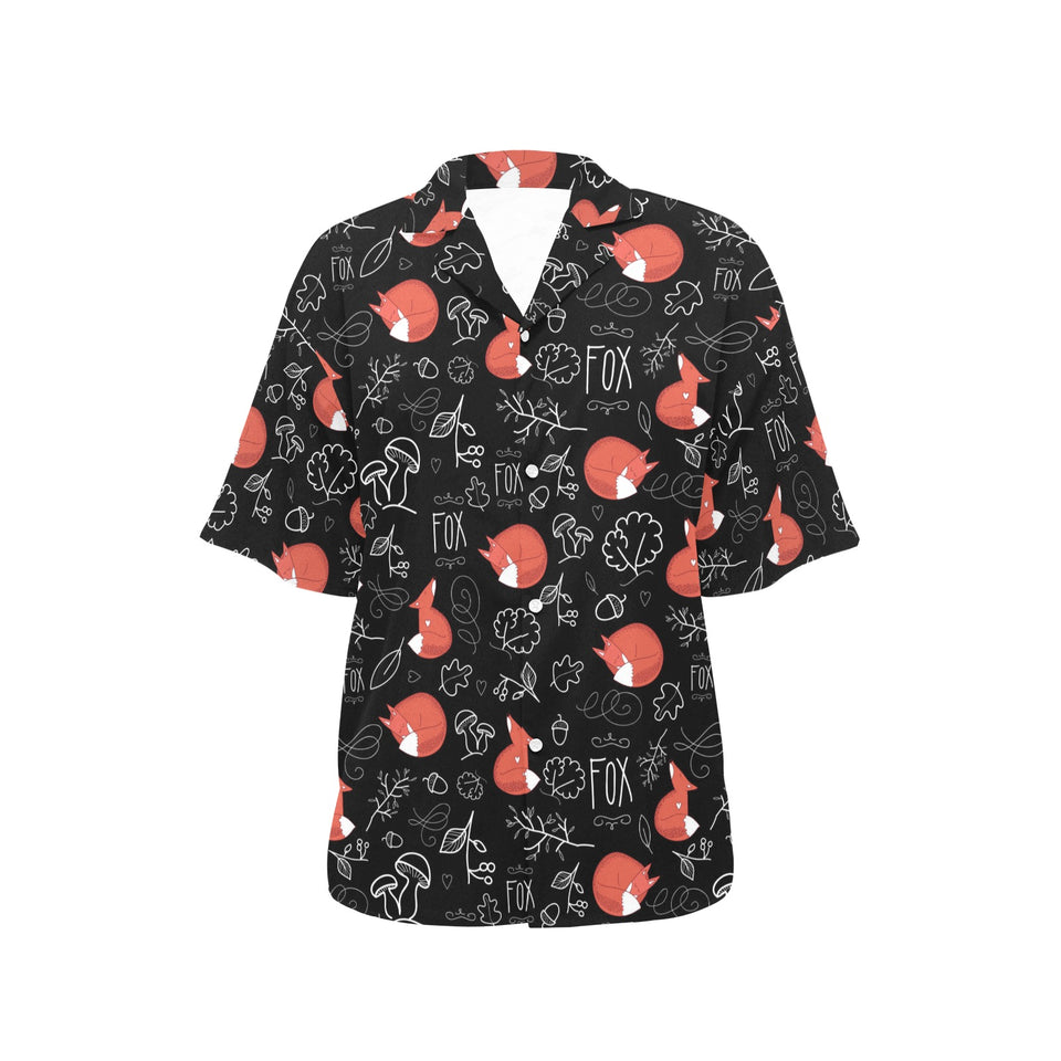 fox sleeping fox pattern Women's All Over Print Hawaiian Shirt