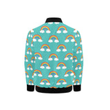 Rainbow pattern green background Kids' Boys' Girls' Bomber Jacket