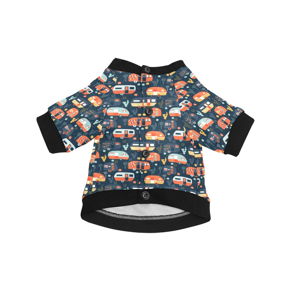 Camper Van Pattern Print Design 05 All Over Print Pet Dog Round Neck Fuzzy Shirt