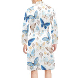 slice of lemon design pattern Men's Long Sleeve Belted Night Robe