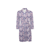 Indian Batik Style pattern Men's Long Sleeve Belted Night Robe