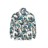 Japanese wave pattern Men's Long Sleeve Polo Shirt