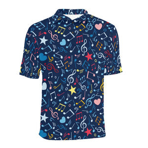 Music Notes Pattern Print Design 03 Men's All Over Print Polo Shirt