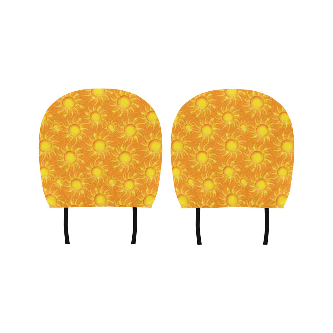 Sun orange background Car Headrest Cover