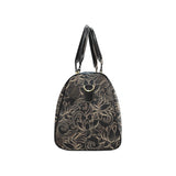 luxurious gold lotus waterlily black background Travel Bag