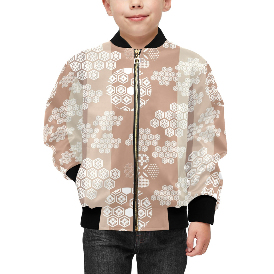 Beautiful hexagon japanese pattern Kids' Boys' Girls' Bomber Jacket