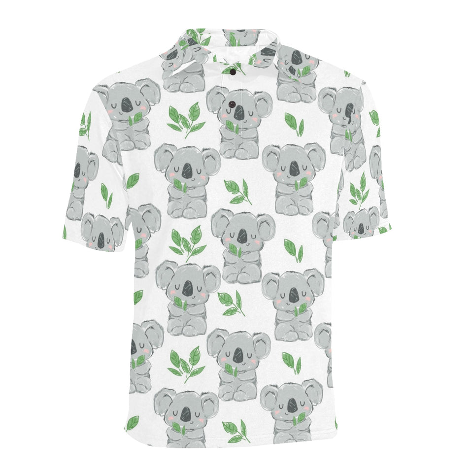Hand drawn Koala leaves pattern Men's All Over Print Polo Shirt