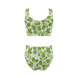 Hop design pattern Chest Bowknot High Waisted Bikini Swimsuit