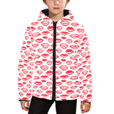 Lips Pattern Print Design 05 Kids' Boys' Girls' Padded Hooded Jacket
