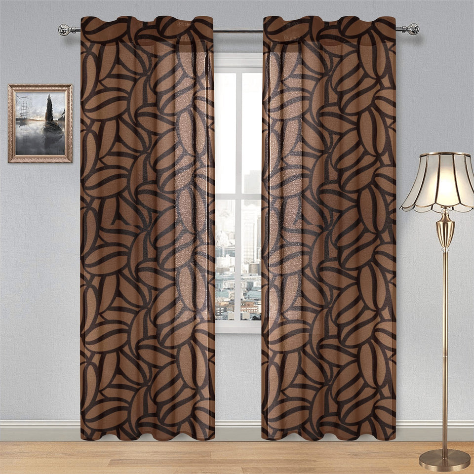 coffee bean pattern Gauze Curtain