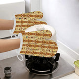 Egypt Hieroglyphics Pattern Print Design 04 Heat Resistant Oven Mitts