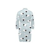 Sheep polka dot cloud pattern Men's Long Sleeve Belted Night Robe