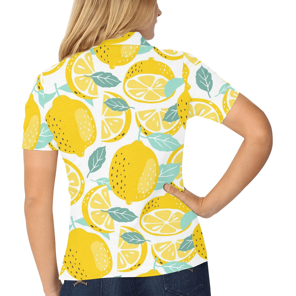 lemon design pattern Women's All Over Print Polo Shirt